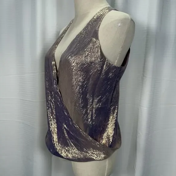 NWT Peter Cohen Metallic Chiffon Hitide Top Lilac Purple Women’s Size Small $850 - Picture 3 of 10